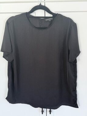 Banana Republic Satin Blouse Black Short Sleeve | Size Medium